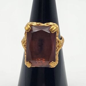 Vintage Sarah Coventry Gold Tone & Purple Glass Adjustable Ring